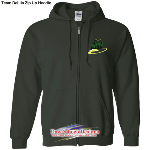 Team DeLila Zip Up Hoodie - Forest Green / S - Sweatshirts