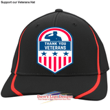 Support our Veterans Hat - Black/True Red / X-Small - Hats