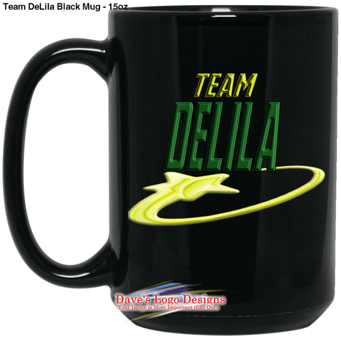 Team DeLila Black Mug - 15oz - One Size - Drinkware