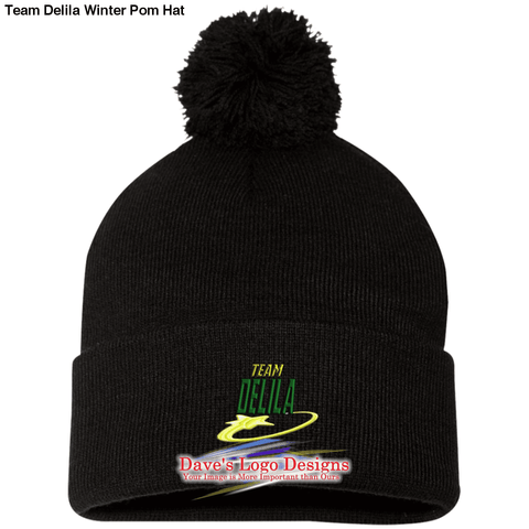 Team Delila Winter Pom Hat - Black / One Size - Hats