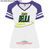 Team Delila Women’s Game V-Neck - White/Heather Purple / 